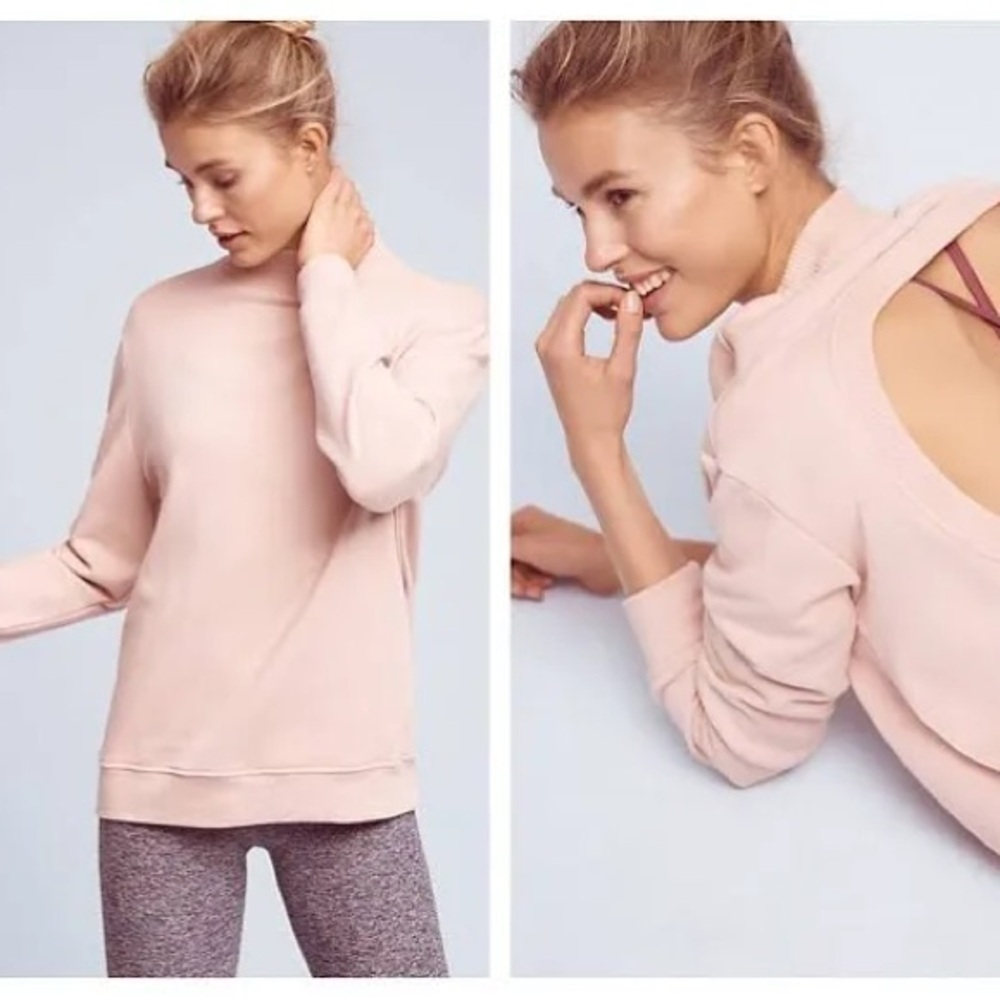 Varley Blush Pink Rochester Open-Back Mockneck Pullover Sweatshirt size XS